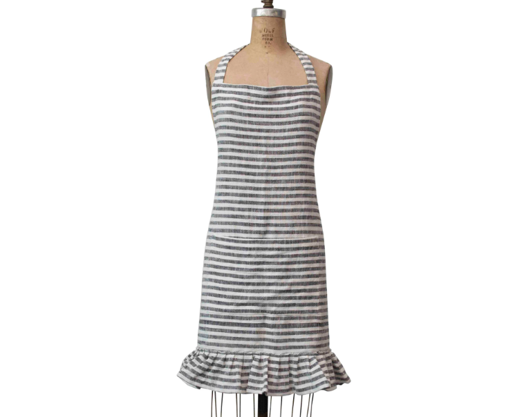 Striped Apron With Ruffle
