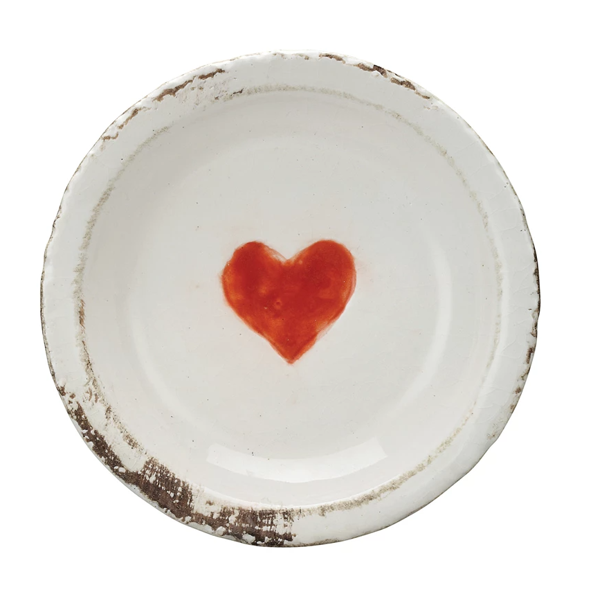Distressed Terracotta Dish With Heart