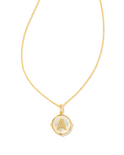 Load image into Gallery viewer, Kendra Scott Gold Letter Disc Pendant In Iridescent Abalone
