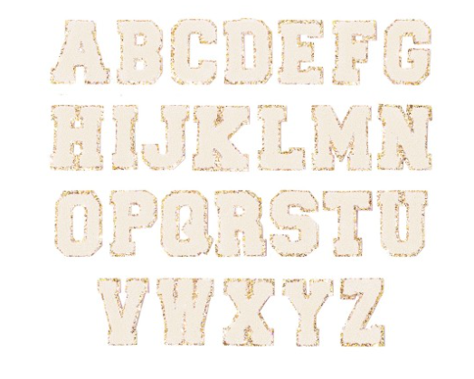 Cream With Gold Glitter Chenille Letters