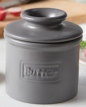 Load image into Gallery viewer, Café Matte Steel Gray Butter Bell Crock
