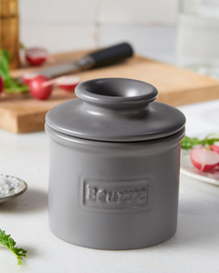 Café Matte Steel Gray Butter Bell Crock