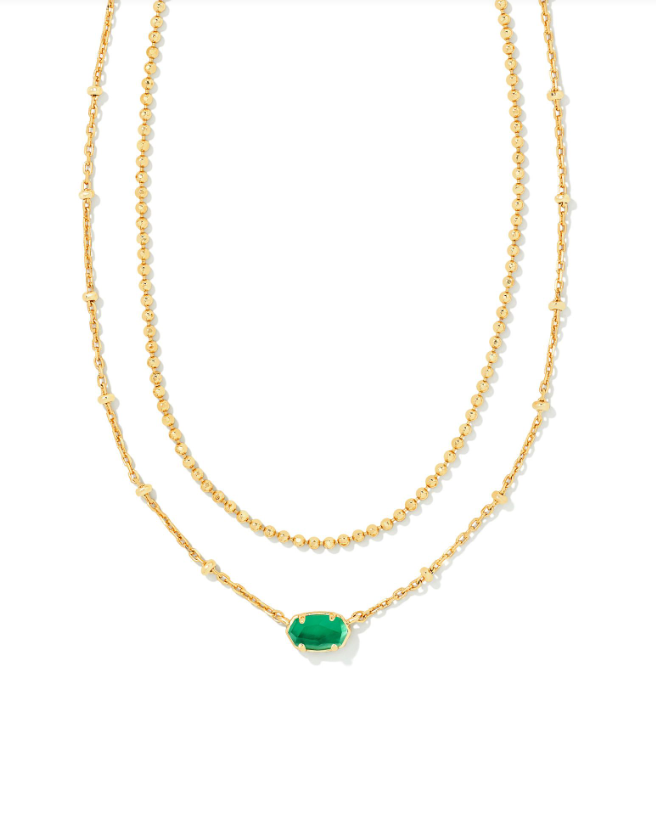 Kendra Scott Elisa Gold Multi Strand Necklace in Iridescent Drusy |  Bethesda Row
