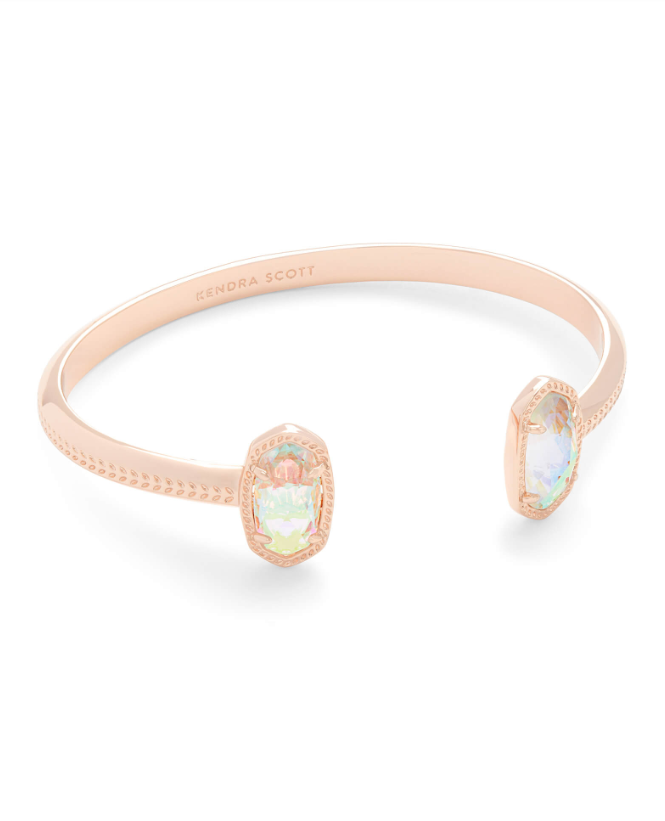 Elton Rose Gold Cuff Bracelet In Rose Gold Drusy, elegant, stones