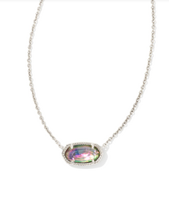 Kendra Scott Elisa Silver Pendant Necklace In Lilac Abalone