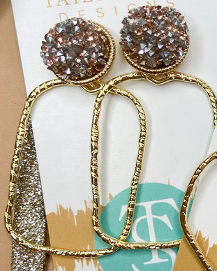 Glitter Top Rectangle Hoops