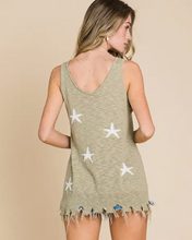 Load image into Gallery viewer, Distressed Knit Star Sweater Tank Top
