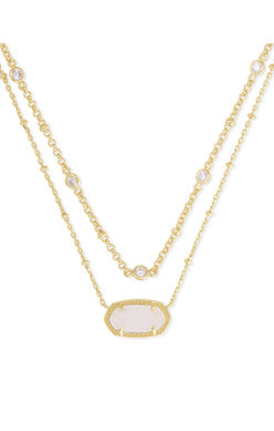 Kendra Scott Elisa Gold Multi Strand Necklace in Iridescent Drusy