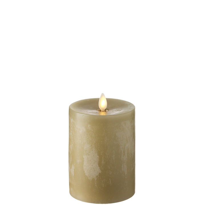 Push Flame Taupe Chalky Pillar Candle