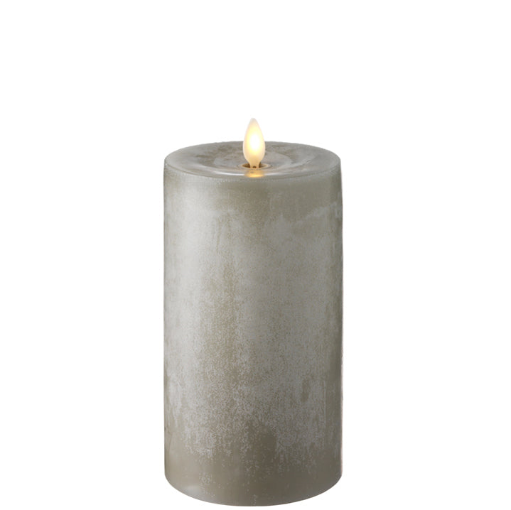 Push Flame Grey Chalky Pillar Candle
