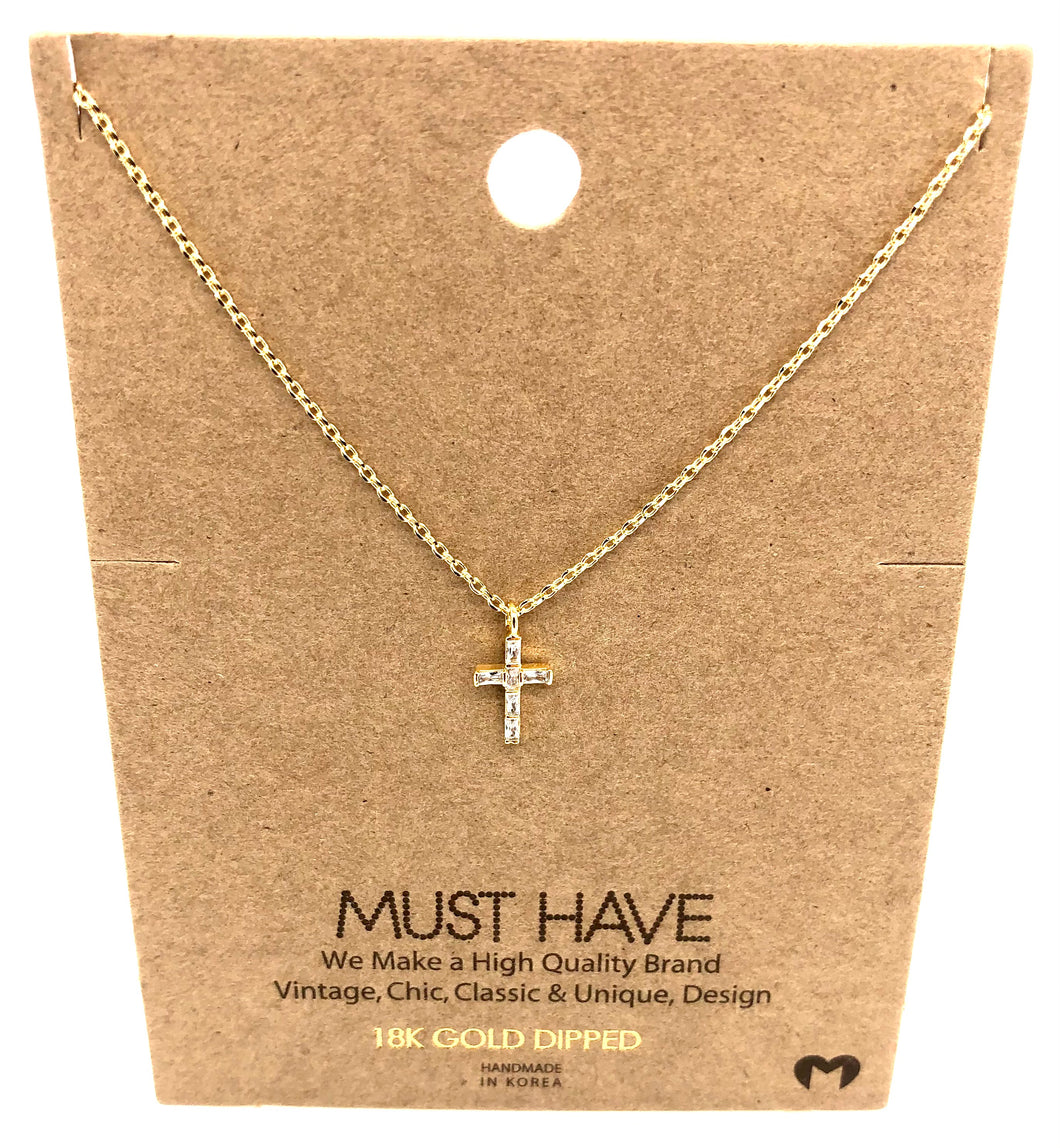 Dainty Jewel Cross Pendant Necklace