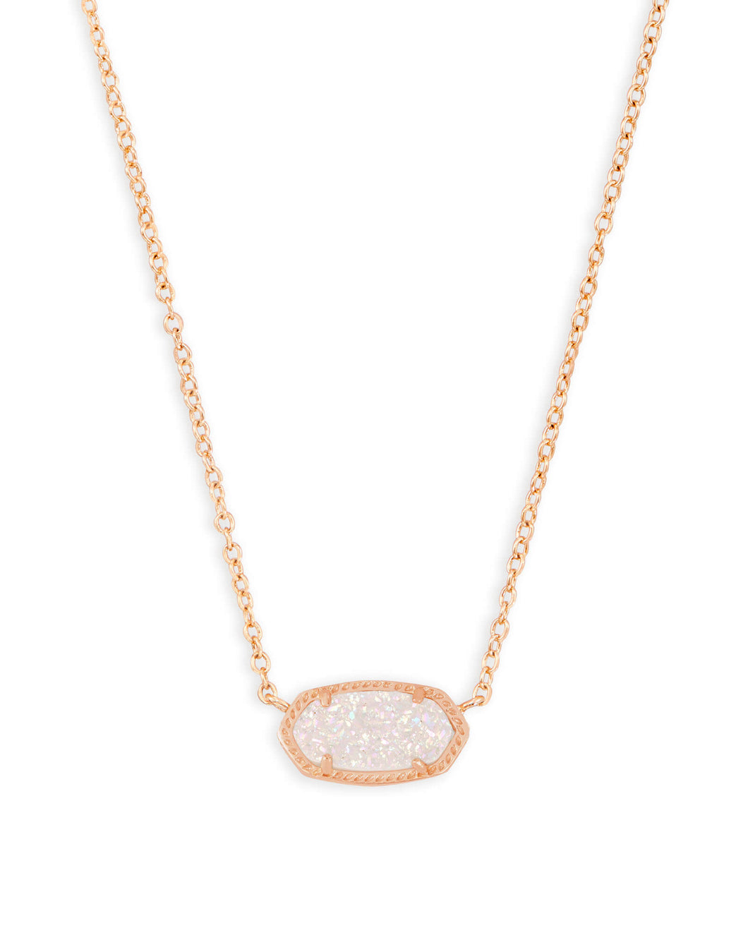 Kendra Scott Elisa Pendant Necklace In Rose Gold Iridescent Drusy
