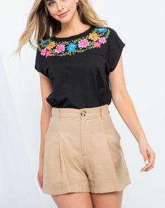 Embroidered Knit Top