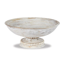 Load image into Gallery viewer, White Beaded Wood Pedestal Bowl
