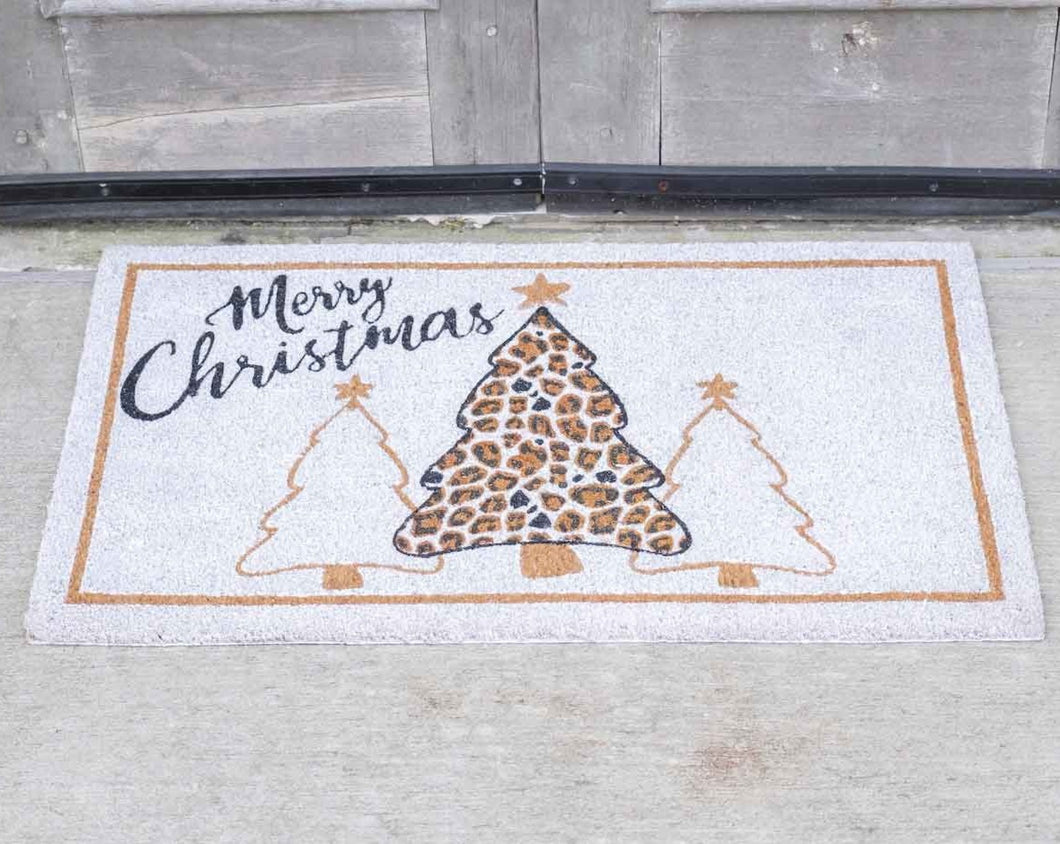 Leopard Christmas Tree Coir Doormat