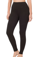 Load image into Gallery viewer, Solid Wide Waistband Moto Leggings
