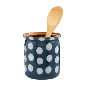 Dotted Blue Utensil Crock