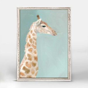 Bashful Baby Giraffe Mini Framed Canvas