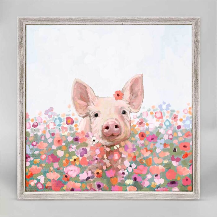 Wildflower Pig Mini Framed Canvas