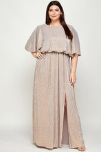 Load image into Gallery viewer, Curvy Cape Style Metallic Maxi Dress
