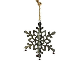 Hanging Galvanized Snowflakes With Bells
