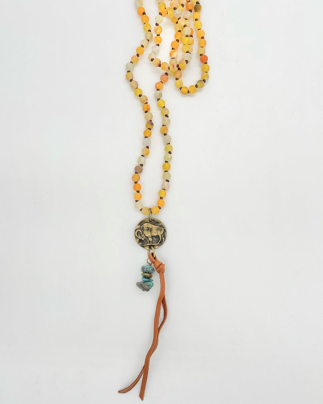 Tassel Necklace With Buffalo Pendant