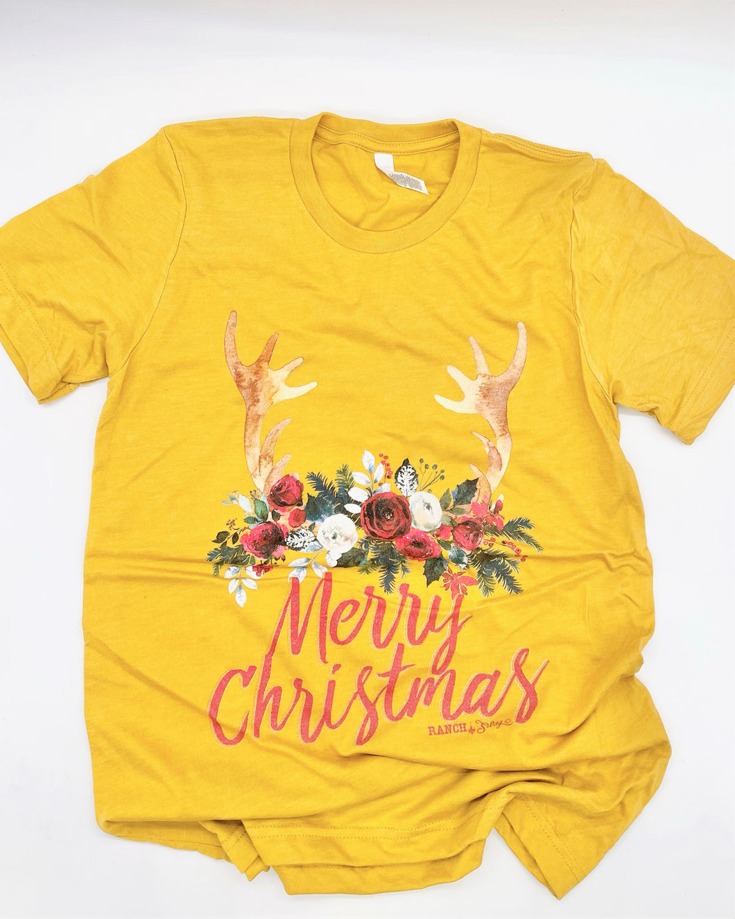 Floral Horn Merry Christmas T-Shirt