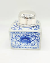 Load image into Gallery viewer, Blue &amp; White Tea Jar With Lid
