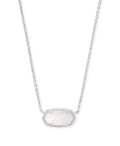 Kendra Scott Elisa Silver Pendant Necklace in White Opal