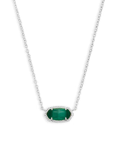 Kendra Scott Elisa Silver Pendant Necklace in Emerald Cat's Eye