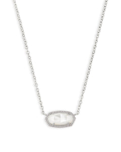Kendra Scott Elisa Silver Pendant Necklace in Ivory Mother Of Pearl